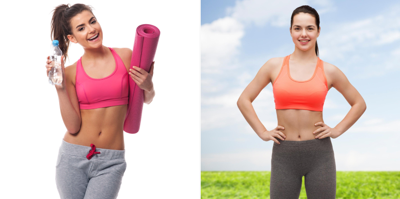Model showing fitness and self-care routine