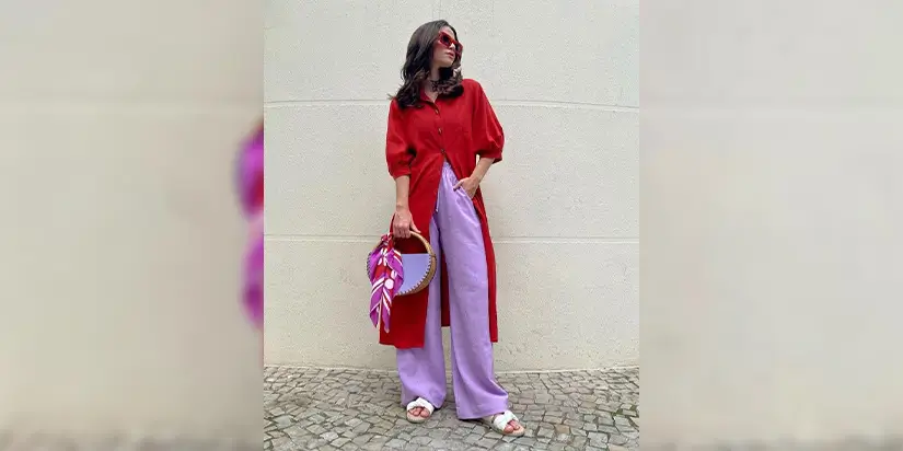 Terracotta Red & Powder Lilac Combination_