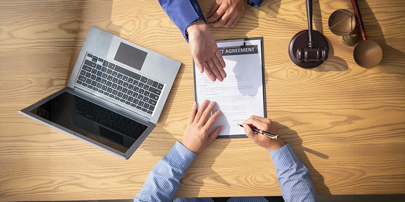 Corporate talent contract signing