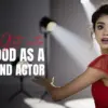 Young woman posing expressively in a studio for an acting portfolio.